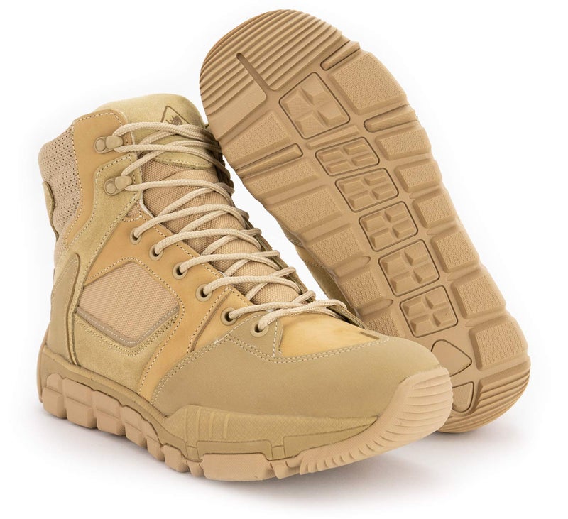 RYNO GEAR Men's Military & Tactical Boots, Trek Coolmax Tactical 6" Inches Side Zip Leather Outdoor Motorcycle Combat Boots (8.5, Beige) - Image 1